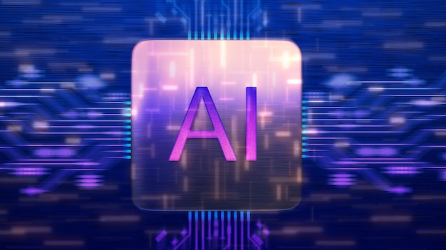 Ai artificial intelligence violet blue purple flare fir gradient color futurist technology industry