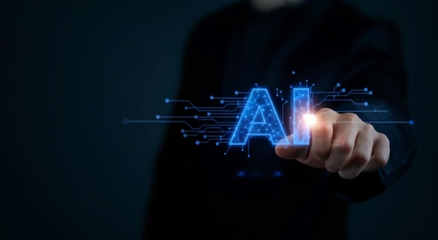 AI chatbot Programmer using artificial intelligence for software development inside office Virtual