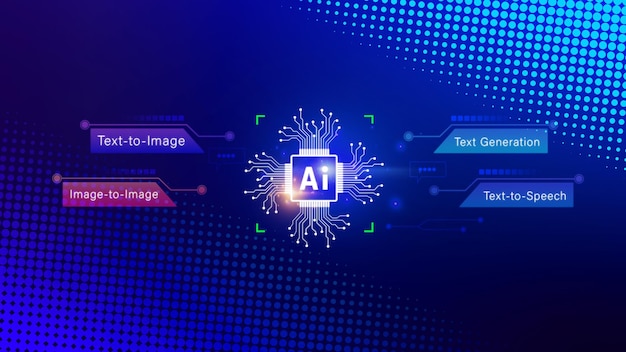 Ai tech Artificial Intelligence to generate content Text to image speech smart AI using command prompt for generates something Futuristic technology transformation