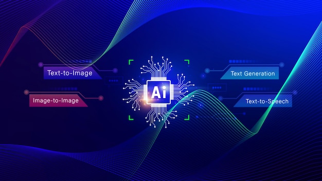 ai tech artificial intelligence to generate content text to image speech smart ai using command prompt for generates something futuristic technology transformation
