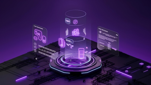 AIPowered Interface with Neon Purple Technology background