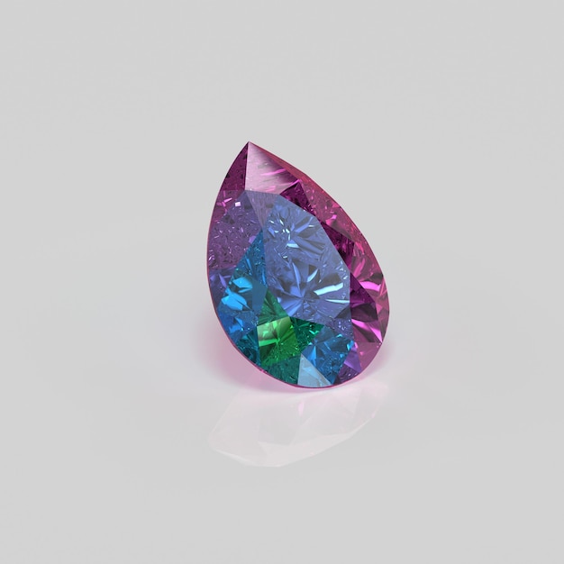 Alexandrite gemstone pear 3D render
