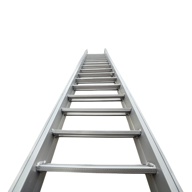 aluminum ladder with 5 open and close steps isolated on white background