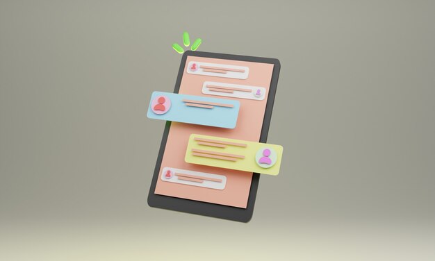 Älypuhelin 3D-kuvitusdesign chatilla