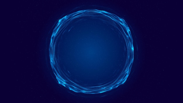 An abstract technological tunnel The blue wormhole The concept of a black hole 3d rendering