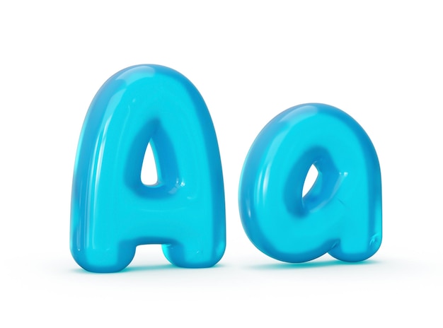 Aqua Blue jelly letter isolated on white background A 3d illustration