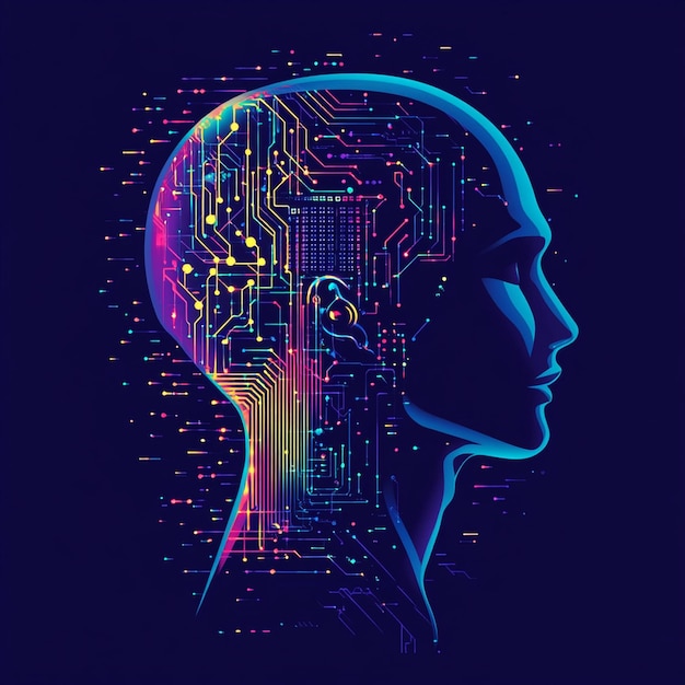 Artificial Intelligence AI Chip in Human Head Artificial Intelligence icon with Machine learning digital skills generative AI AI technology algorithm virtual intelligence and future