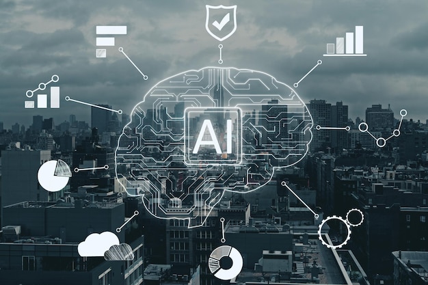 Artificial intelligence and hud concept