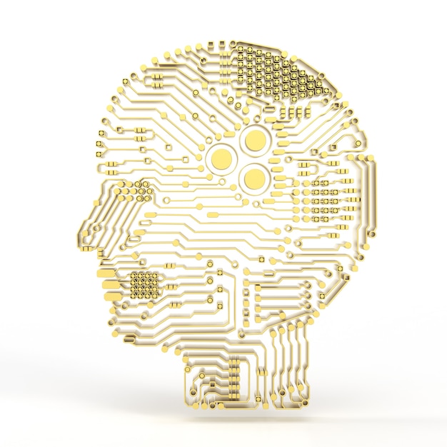 artificial intelligence brain or circuit board in head shape