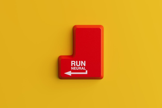 Artificial Intelligence Execution Concept Red Enter Keyboard Key With Run Neural Command 3d Rendering