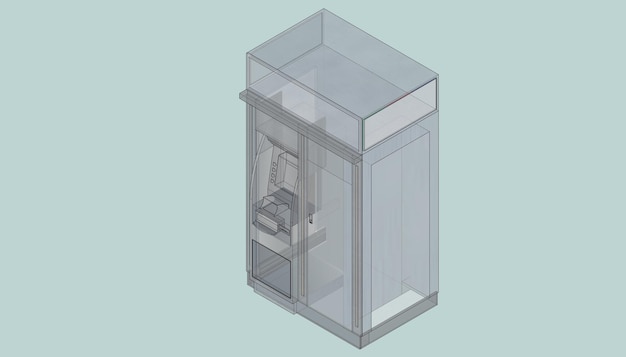 atm booth with space for ad and profile lighting