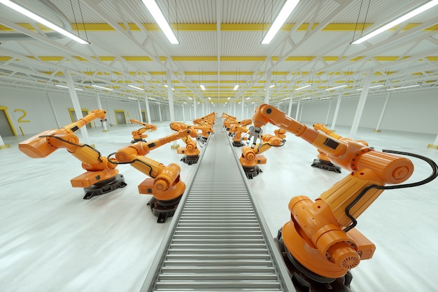 automatic assembly line in a factory
