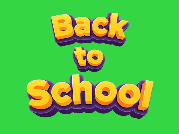Back to School 3D text effect title