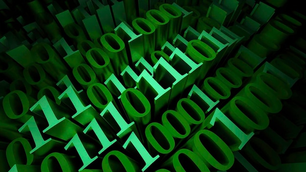 Background of moving 3D digits of matrix code Design Extendable 3d numbers on black background 3D matrix code numbers move in waves in space