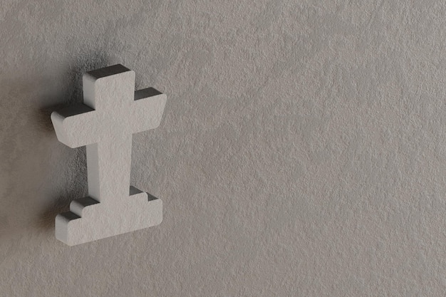 beautiful abstract illustrations gray cross symbol icons on a gray wall background 3d rendering ill