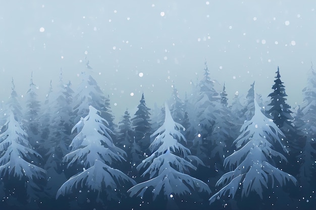 Beautiful watercolor coniferous forest illustration Christmas fir trees winter nature holiday background conifer snowfall outdoor 3d Illustration