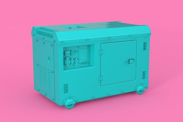 Big Blue Outside Auxiliary Electric Power Generator Diesel Unit for Emergency Use in Duotone Style 3d Rendering