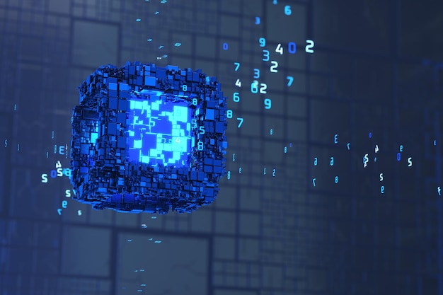 Big data Abstract background from cubes Abstract futuristic cubes shape background Blockchain technology concept 3d render