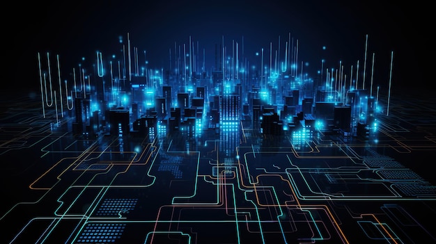 Big Data Analytic Concept with Futuristic LowPoly Wire frame