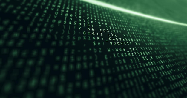 Big data network internet business background with data and concepts tech and light in color green information code binary