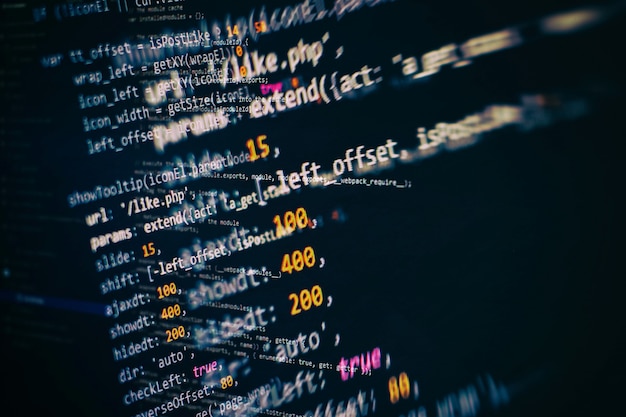 Big data storage and cloud computing representation. Template of website, selective focus. Data processing center. Data optimization. Computer interface.