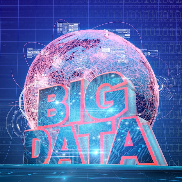 Big data visualization abstracrt fractal element with lines and energy power Big data connection Data array visual concept Graphic abstract background Vector illustration