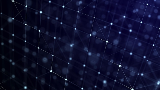 Big data visualization Network connection structure with chaotic distribution of points and lines 3D