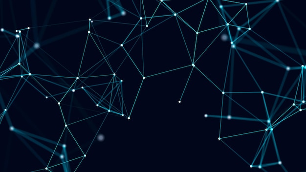 Big data visualization Network connection structure with chaotic distribution of points and lines 3D