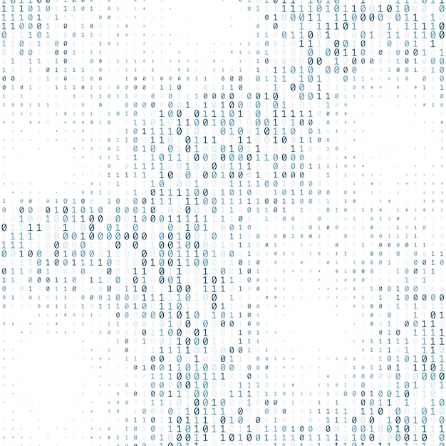 Binäärikoodin digitaaliteknologian tausta, joka on tehty nollilla ja ykkösillä