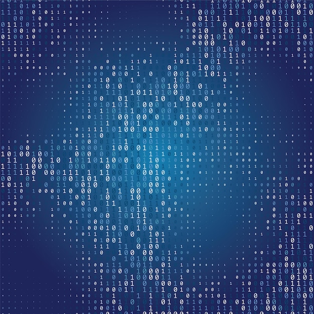 Binäärikoodin digitaaliteknologian tausta, joka on tehty nollilla ja ykkösillä