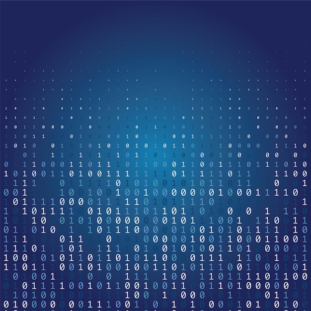 Binäärikoodin digitaaliteknologian tausta, joka on tehty nollilla ja ykkösillä