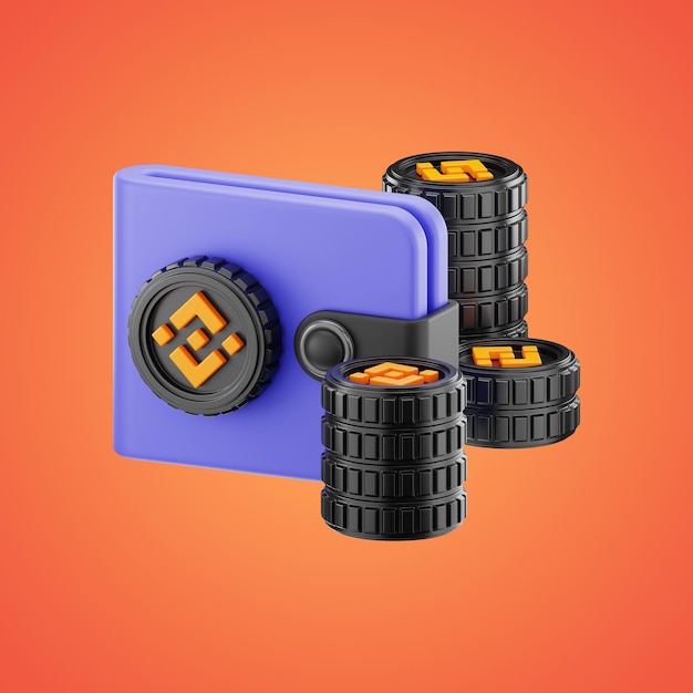 binance financial blockchain technology wallet icon 3d rendering on isolated background