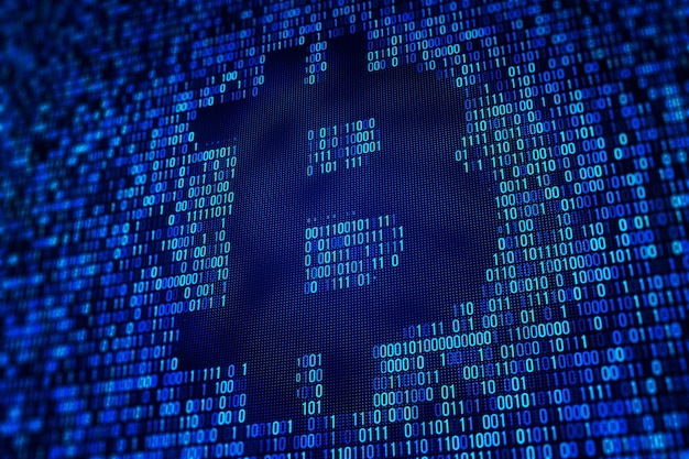 binary code on a digital screen displaying numbers in blue and black tones illustrating the concept of data and information technology on a dark background 3d rendering
