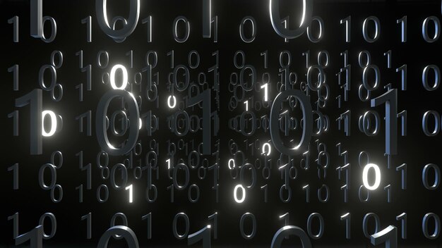 Binary Hologram Background 3d render