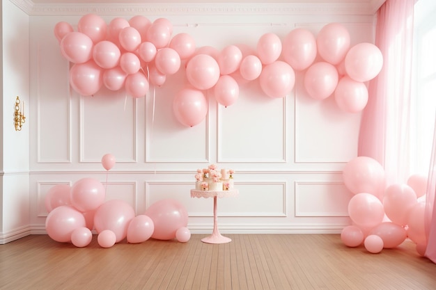 Birthday themed background with an array of objects on brown backdrop
