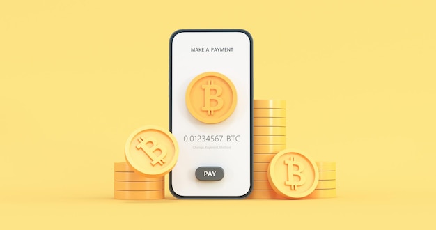 bitcoin mobile payment illustration background 3d render