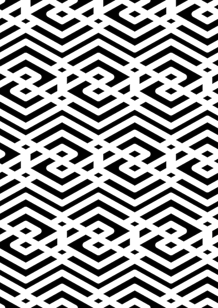 black and white abstract ornament geometric seamless pattern symmetric monochrome vector textile backdrop intertwine rhombs