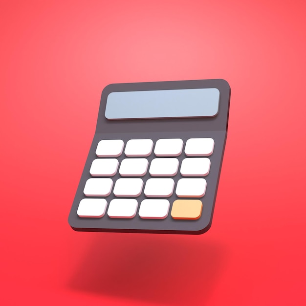 black calculator on a red background 3d rendering