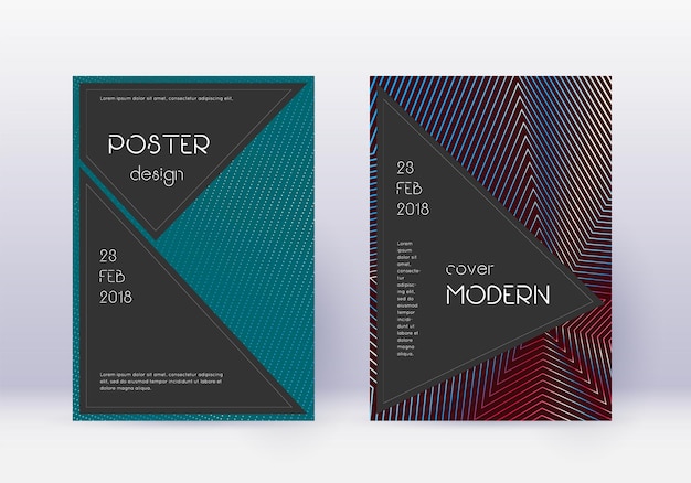 black cover design template set red abstract line