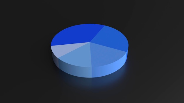 Blank five piece pie chart on dark background