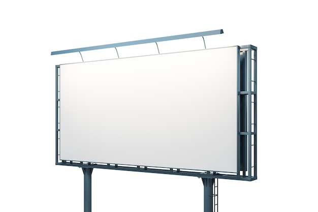 Blank white horizontal billboard isolated on light background perspective view Mock up 3D Rendering