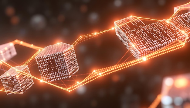 block chain concept big data binary code futuristic information technology data flow