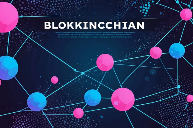 blockchain concept banner with abstract geometric polygonal connecting dots and lines science and technology background
