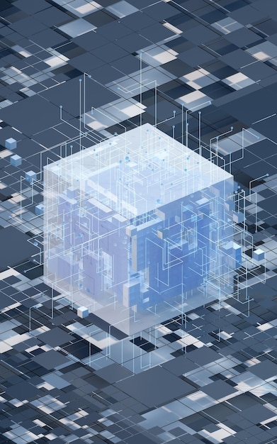 blocks and circuits materials science and technology 3d rendering