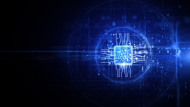 Blue AI Learning and Artificial Intelligence Concept of Digital Robotic Devices Technology Digital Data and Futuristic Technology Abstract Background 3d Rendering