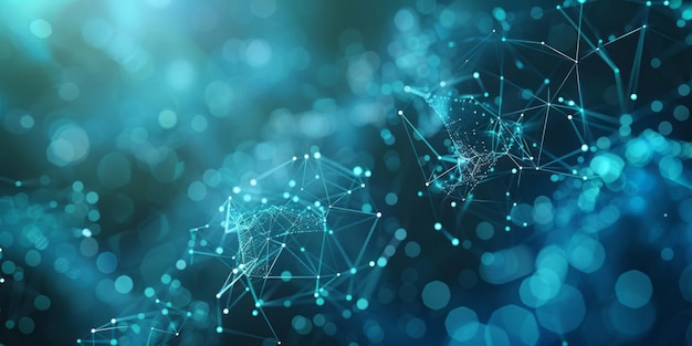 Blue Background With Network of Dots and Lines