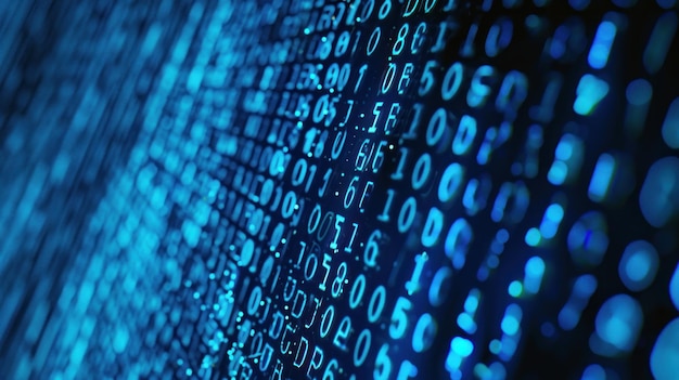 blue digital binary data Binary code background
