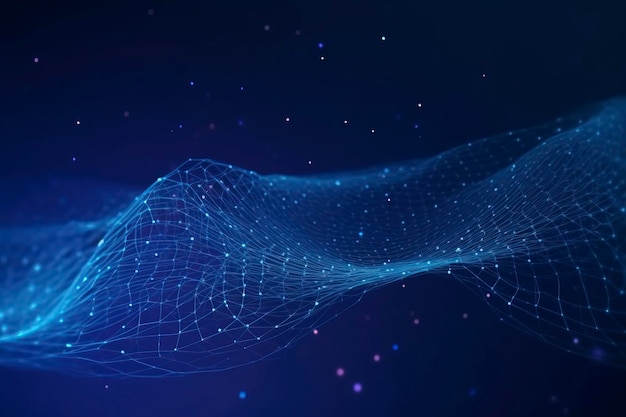 Blue Dot Line Technology Network Background AI technology generated image