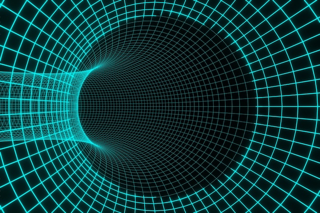 blue futuristic digital technologic tunnel black hole animation 3d rendering