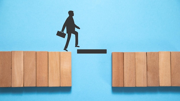 bridge line for a businessman to walk across solving problems